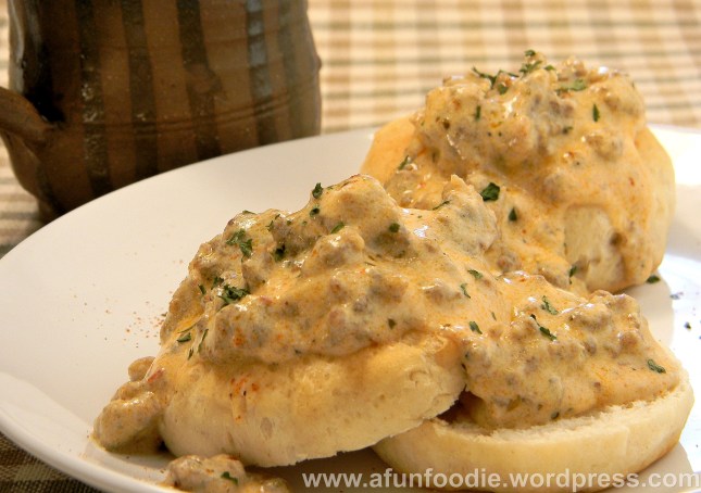Buttermilk Biscuits with Creole Sausage Gravy